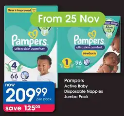 Clicks Pampers Active Baby Disposable Nappies Jumbo Pack offer