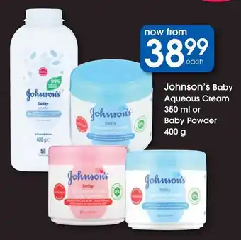 Clicks Johnson's Baby Aqueous Cream or Baby Powder offer