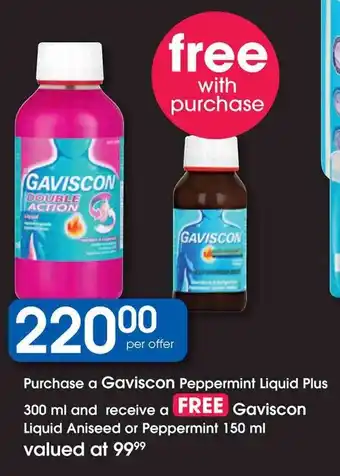 Clicks Purchase a Gaviscon Peppermint Liquid Plus offer