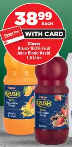 OK Foods Clover Krush 100% Fruit Juice Blend Asstd. offer
