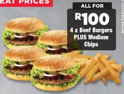 OK Foods Beef Burgers PLUS Medium Chips offer