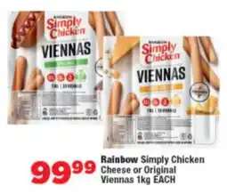 OK Foods Rainbow Simply Chicken Cheese or Original Viennas offer