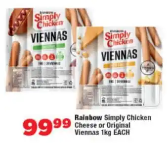 OK Foods Rainbow Simply Chicken Cheese or Original Viennas offer