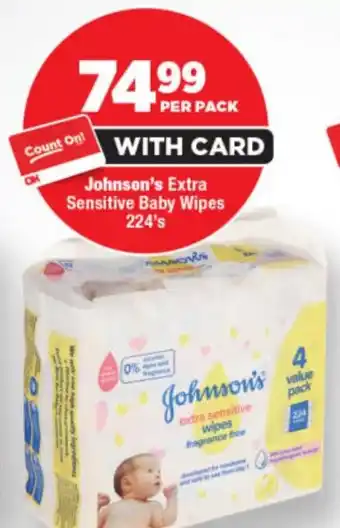 OK Foods Johnson's Extra Sensitive Baby Wipes offer