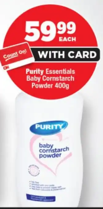 OK Foods Purity Essentials Baby Cornstarch Powder offer