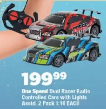 OK Foods One Speed Duel Racer Radio Controlled Cars with Lights Asstd. 1:16 offer