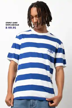 Ackermans Stripe t-shirt white and blue offer