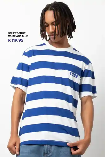 Ackermans Stripe t-shirt white and blue offer
