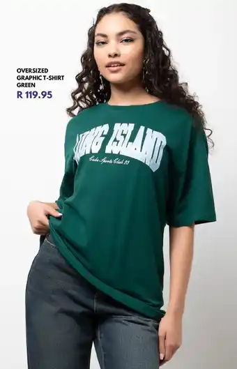 Ackermans Oversized graphic t-shirt green offer