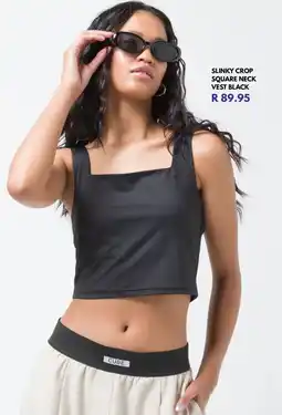 Ackermans Slinky crop square neck vest black offer