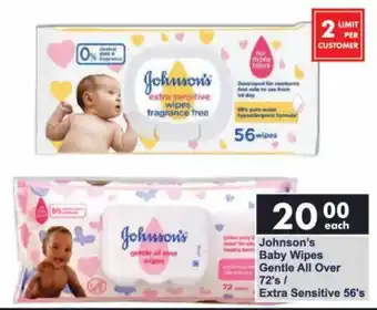 President Hyper Johnson's Baby Wipes Gentle All Over/ Extra Sensitive offer
