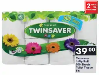 President Hyper Twinsaver 1-Ply Roll 500 Sheets Toilet Tissue offer
