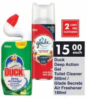 President Hyper Duck Deep Action Gel Toilet Cleaner/ Glade Secrets Air Freshener offer