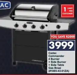President Hyper Cadac Commander 4 Burner + Side Burner + Side Table Gas Braai offer