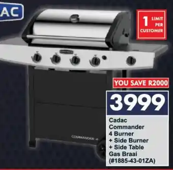 President Hyper Cadac Commander 4 Burner + Side Burner + Side Table Gas Braai offer