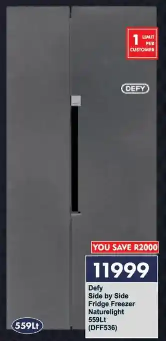 President Hyper Defy Side by Side Fridge Freezer Naturelight offer