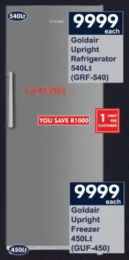 President Hyper Goldair Upright Freezer offer