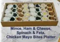 President Hyper Mince, Ham & Cheese, Spinach & Feta, Chicken Mayo Bites Platter offer