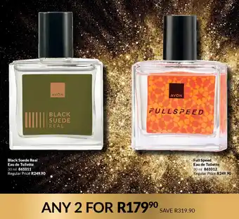 AVON Black Suede Real Eau de Toilette or Full Speed Eau de Toilette offer