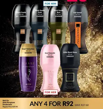 AVON Roll-On Anti-Perspirant Deodorants offer