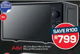 Pick n Pay AIM 20 Litre Black Mirror Finish Manual Microwave Oven offer