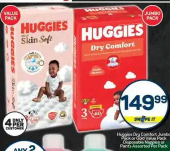 Pick n Pay Huggies Dry Comfort Jumbo Pack or Gold Value Pack offer