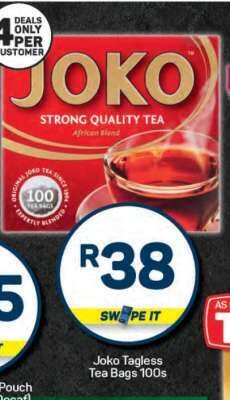 Joko Tagless Tea Bags 100s offer at Pick n Pay