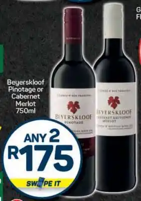 Pick n Pay Beyerskloof Pinotage or Cabernet Merlot 750ml offer