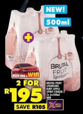 BRUTAL FRUIT SPARKLING RUBY APPLE SPIRIT COOLER 2x 6x500ml NRB