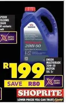 Shoprite ENGEN MULTIGRADE 20W-50 MOTOR OIL 5ℓ offer