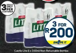Pick n Pay Castle Lite 6 x 330ml Non-Returnable Bottles offer