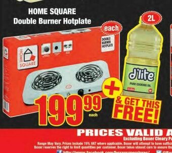 Boxer Home square hotplate offer