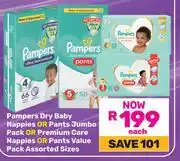 Game Pampers Dry Baby Nappies Or Pants JP Or Premium Care Nappies Or Pants VP Assorted Sizes-Each offer