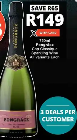 Checkers Pongrácz Cap Classique Sparkling Wine All Variants offer