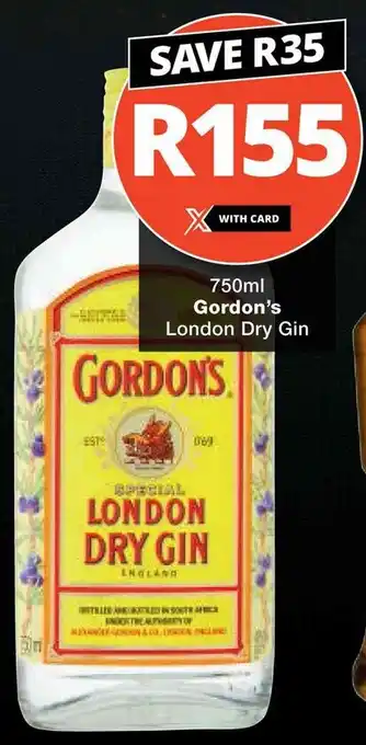 Checkers Gordon's London Dry Gin offer