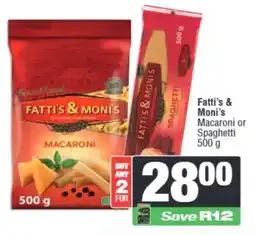 Spar Fatti's & Moni's Macaroni or Spaghetti offer