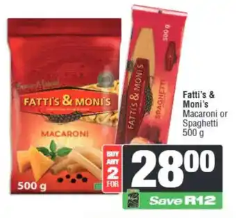Spar Fatti's & Moni's Macaroni or Spaghetti offer