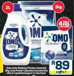 Pick n Pay Hypermarket Omo Auto Washing Powder Assorted, Auto Power Capsules Concentrate or Liquid Detergent offer