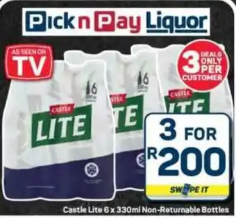 Pick n Pay Hypermarket Castle Lite Non-Returnable Bottles offer