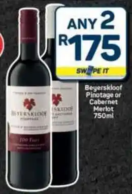 Pick n Pay Hypermarket Beyerskloof Pinotage or Cabernet Merlot offer