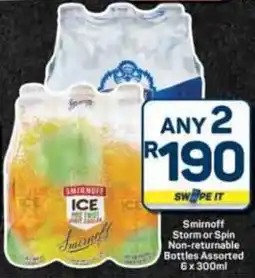 Pick n Pay Hypermarket Smirnoff Storm or Spin Non-returnable Bottles Assorted offer