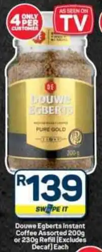 Pick n Pay Hypermarket Douwe Egberts instant Coffee Assorted or Refill offer