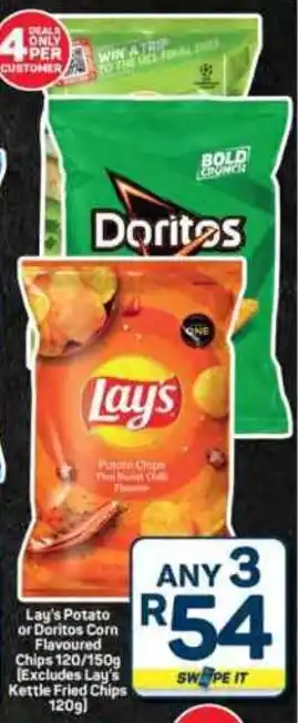Pick n Pay Hypermarket Lay's Potato or Doritos Corn Flavoured Chips offer