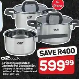 Pick n Pay Hypermarket O2 cook Stainless Steel Casserole Pot Cookware Set offer