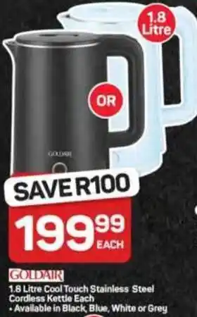 Pick n Pay Hypermarket GOLDAIR Cool Touch Stainless Steel Cordless Kettle offer
