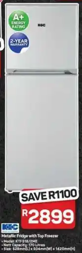 Pick n Pay Hypermarket KIC Metallic Fridge with Top Freezer offer