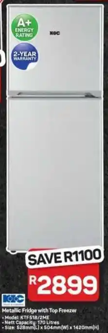 Pick n Pay Hypermarket KIC Metallic Fridge with Top Freezer offer