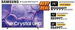 Hirsch's SAMSUNG 75" 4K Crystal UHD Smart TV offer