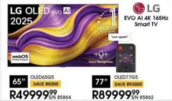 Hirsch's LG 65" EVO AI 4K 165Hz Smart TV offer