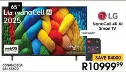 Hirsch's LG 65" NanoCell 4K AI Smart TV offer
